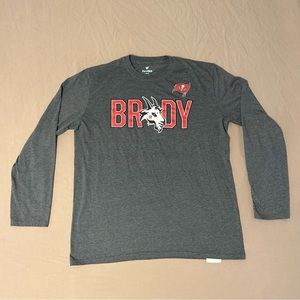 Tom Brady Tampa Bay Buccaneers Fanatics GOAT Long Sleeve Grey Shirt Sz Large